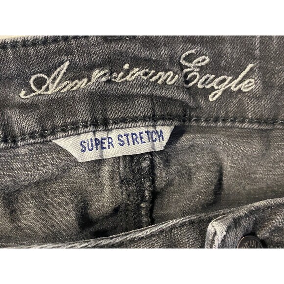 American Eagle Size 4 x 30 Super Stretch Jeggings Black Denim Jeans Low Rise - Picture 6 of 10